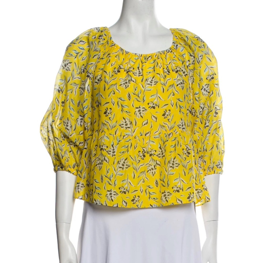 Yellow Boxy 3/4 Sleeve Blouse